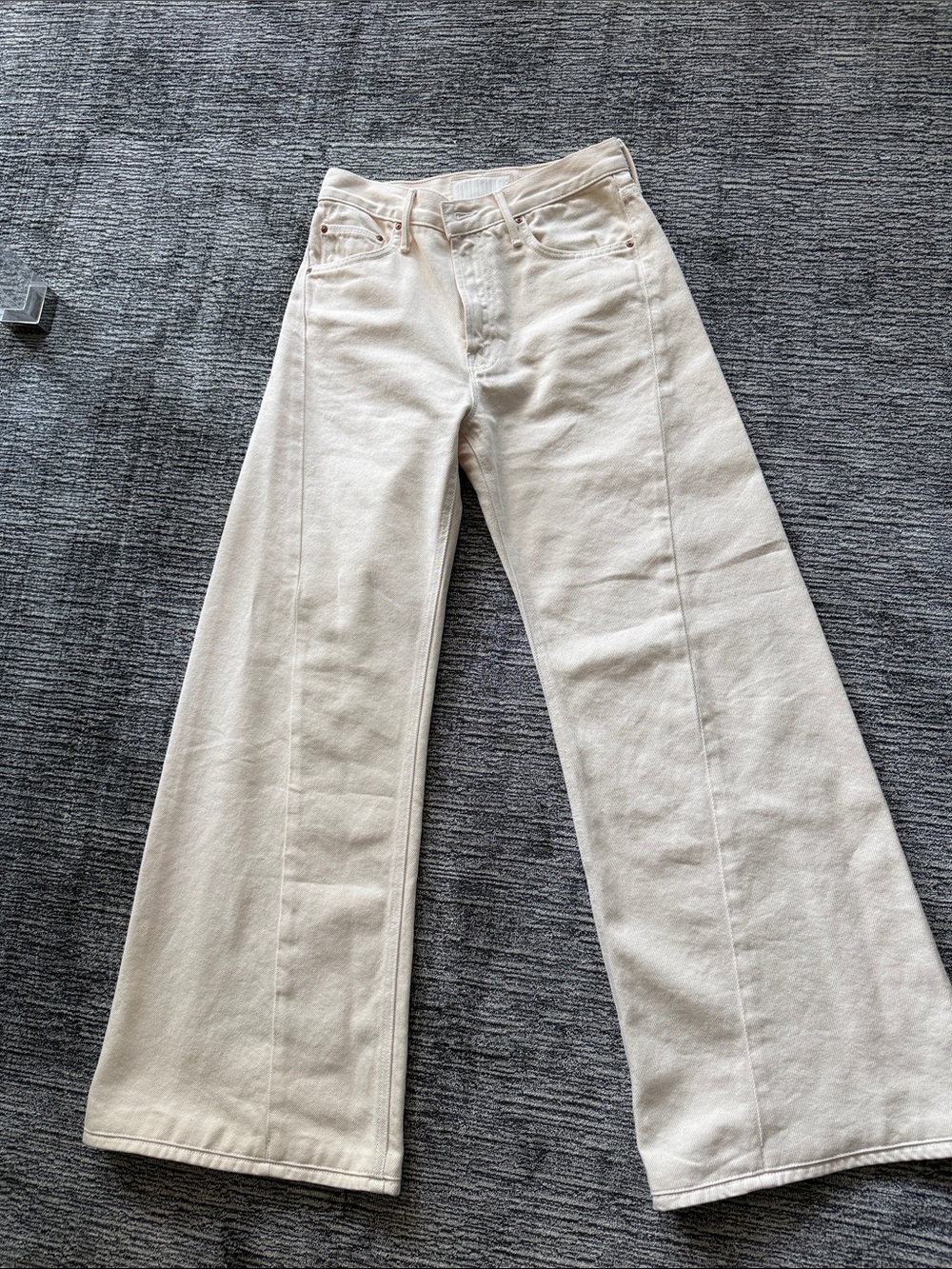 MOTHER Cream Flare Wide-Leg Jeans lemon twist